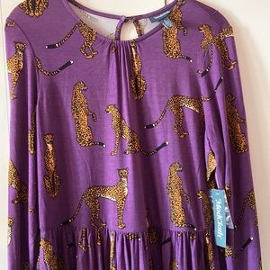 NWT Modcloth yours truly dress in leopard size L